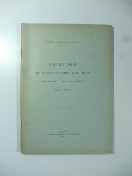 Catalogo dei pesci raccolti a Borneo dai sigg. Marchese G. Doria e Dott. O. Beccari negli anni 1865-67 - copertina