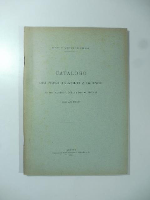 Catalogo dei pesci raccolti a Borneo dai sigg. Marchese G. Doria e Dott. O. Beccari negli anni 1865-67 - copertina