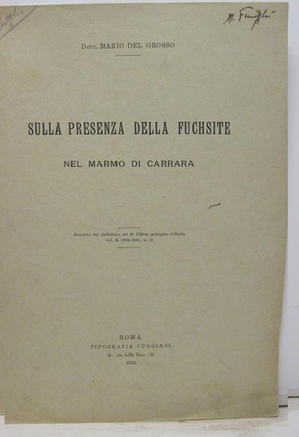 Sulla presenza della fuchsite nel marmo di Carrara - copertina