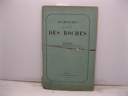 Recherches sur l'origine des roches - copertina