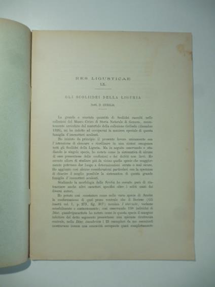 Res Ligusticae. LX. Gli scoliidei della Liguria - copertina