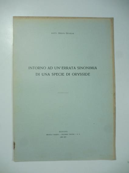 Intorno ad un'errata sinonimia di una specie di orysside - copertina