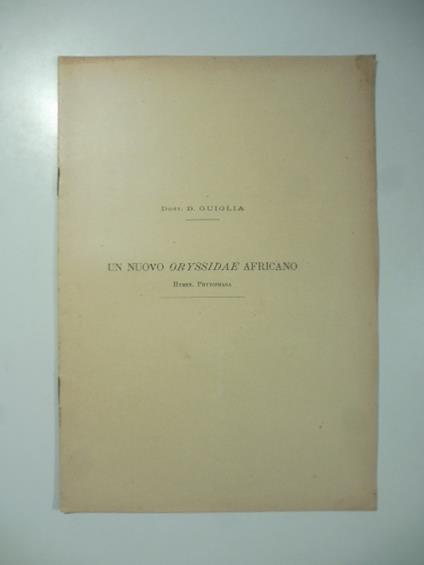 Un nuovo oryssidae afracano. Hymen. Phytophaga - copertina