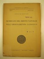 Significato del diritto naturale nell'ordinamento canonico
