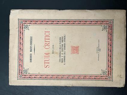 Studi critici (Idea generale della filologia. Omero e la questione omerica. Il formarsi dell'egemonia ateniese) - copertina