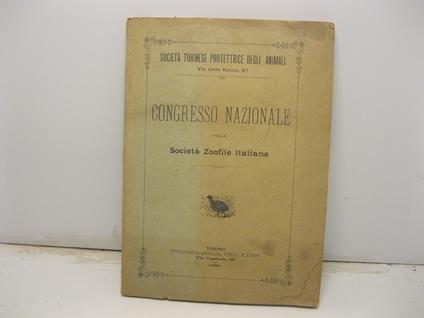 Congresso nazionale delle societa' zoofile italiane - copertina