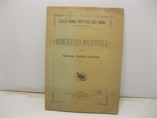 Congresso nazionale delle societa' zoofile italiane - copertina