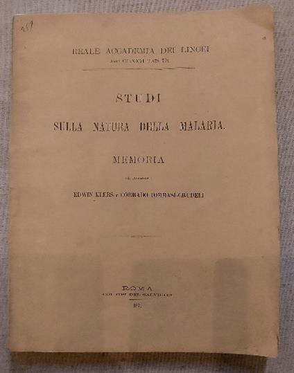 Studi sulla natura della malaria. Memoria - copertina