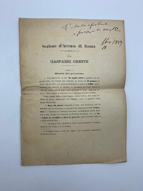 Sezione d'accusa di Roma. Per Gasparri Oreste - copertina