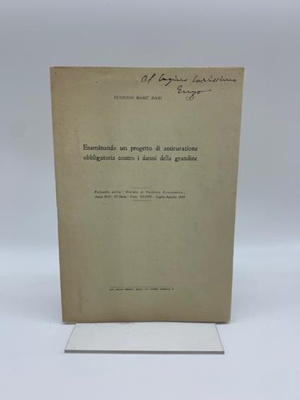 Esaminando un progetto di assicurazione obbligatoria contro i danni della grandine - copertina