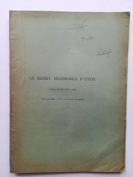 La ricerca archeologica d'Italia negli ultimi otto anni - copertina