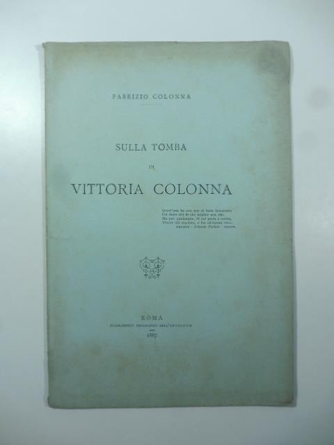 Sulla tomba di Vittoria Colonna - copertina