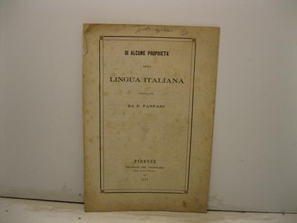 Di alcune proprieta' della lingua italiana - copertina