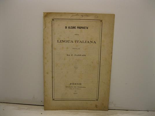 Di alcune proprieta' della lingua italiana - copertina