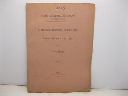 De aequationum differentialium partialium natura. Disquisitiones quaedam analyticae - copertina