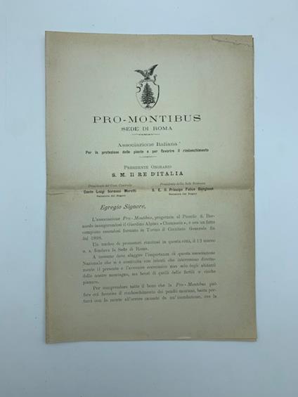 Pro-montibus sede di Roma. Associazione italiana per la protezione delle piante e per favorire il rimboschimento - copertina