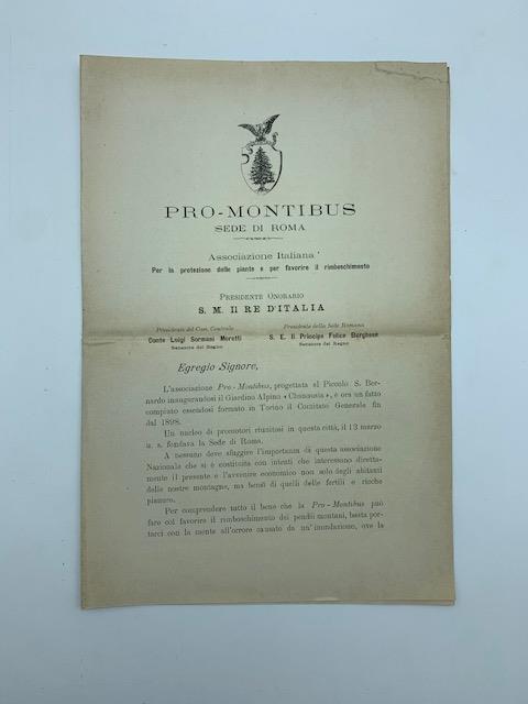 Pro-montibus sede di Roma. Associazione italiana per la protezione delle piante e per favorire il rimboschimento - copertina