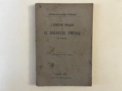 L' istruzione popolare e le Biblioteche comunali in Italia - copertina