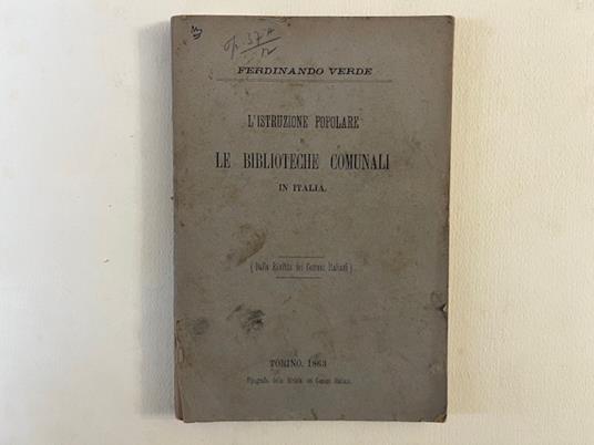 L' istruzione popolare e le Biblioteche comunali in Italia - copertina