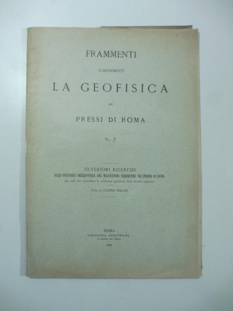Frammenti concernenti la geofisica dei pressi di Roma. N. 7 - copertina