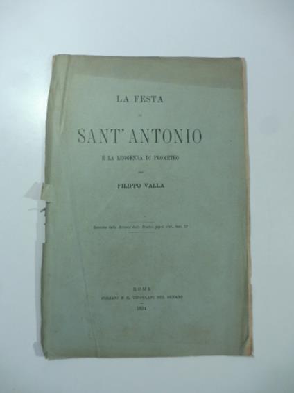 La festa di Sant'Antonio e la leggenda di Prometeo - copertina