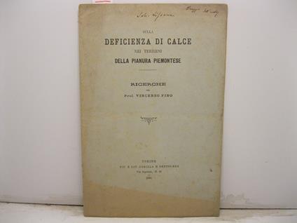 Sulla deficienza di calce nei terreni della Pianura Piemontese - copertina