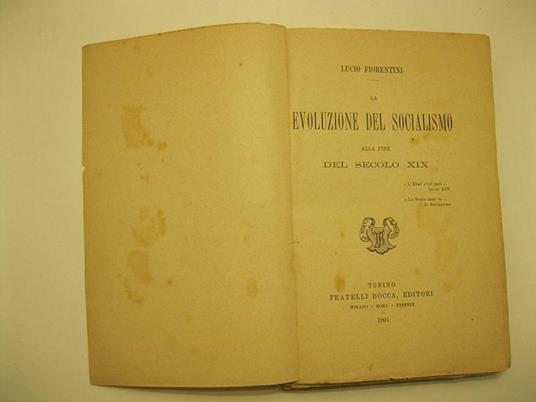La evoluzione del socialismo, alla fine del secolo XIX - copertina