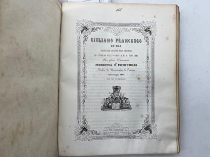 Giuliano Francesco da Bra... per essere laureato in Medicina e Chirurgia. Del diabete saccherino - copertina