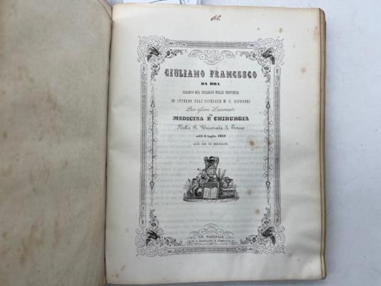 Giuliano Francesco da Bra... per essere laureato in Medicina e Chirurgia. Del diabete saccherino - copertina