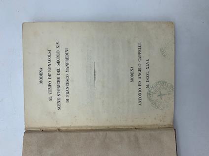 Modena al tempo de' Bonacolsi. Scene storiche del secolo XIV - copertina