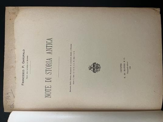 Note di storia antica - copertina