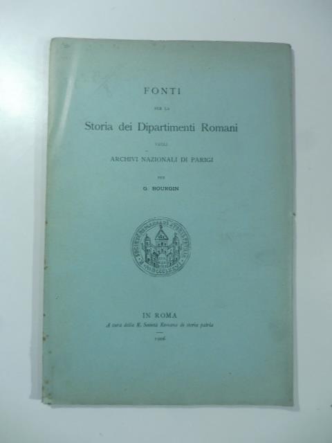 Fonti per la storia dei dipartimenti romani negli Archivi nazionali di Parigi - copertina