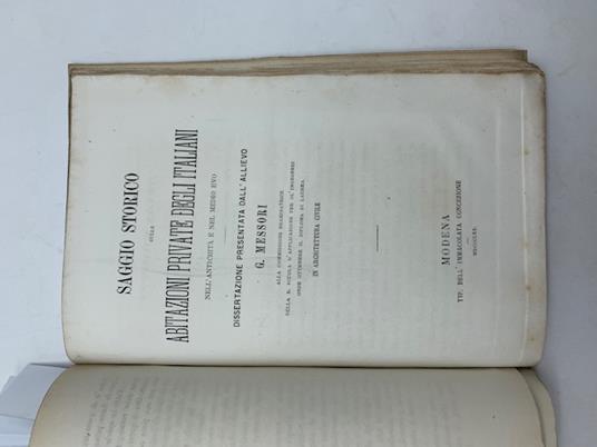 Saggio storico sulle abitazioni private degli Italiani nell'antichita' e nel Medio Evo. Dissertazione - copertina