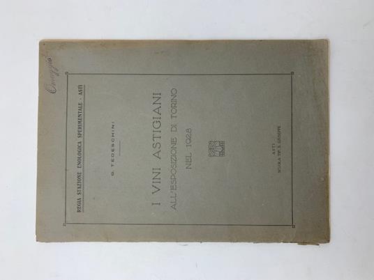 I vini astigiani all'Esposizione di Torino nel 1928 - copertina