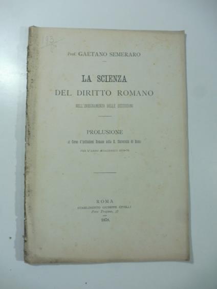La scienza del diritto romano nell'insegnamento delle istituzioni - copertina