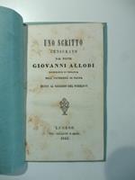 Uno scritto censurato dal prete Giovanni Allodi professore di teologia nell'Universita' di Parma messo al giudizio del pubblico