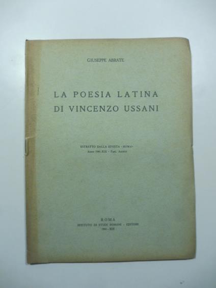 La poesia latina di Vincenzo Ussani - copertina