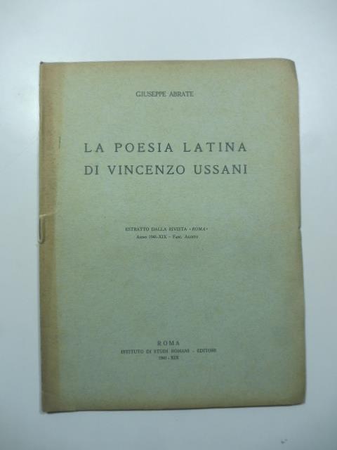 La poesia latina di Vincenzo Ussani - copertina