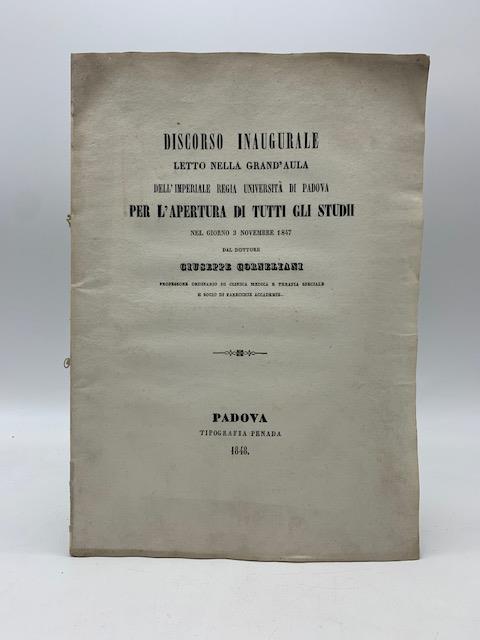 Sopra alcune utopie medico-filosofiche nate nel secolo XVII. Discorso inaugurale letto nella Grand'Aula dell'Imperiale Regia Universita' di Padova - copertina