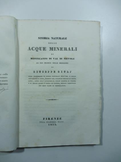 Storia naturale delle acque minerali di Montecatini di Val di Nievole ed uso medico delle medesime - copertina