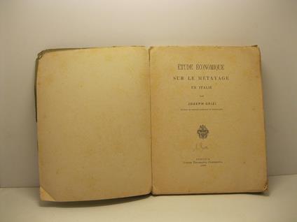 Etude e'conomique sur le metayage en Italie - copertina