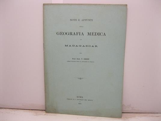 Note e appunti sulla geografia medica di Madagascar - copertina
