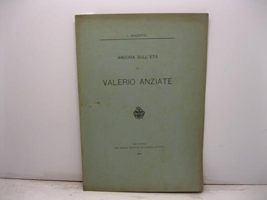 Ancora sull'eta' di Valerio Anziate - copertina