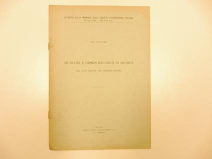 Mutillidi e crisidi raccolti in Eritrea dal ten. colon. dr. Giorgio Invrea - copertina