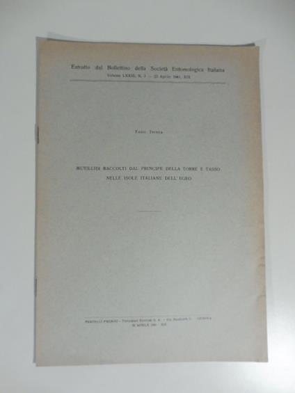 Mutillidi raccolti dal principe Della Torre e Tasso nelle isole italiane dell'Egeo - copertina