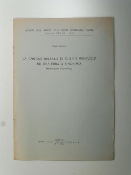 La crysis bellula di guerin meneville ed una errata sinonimia - copertina