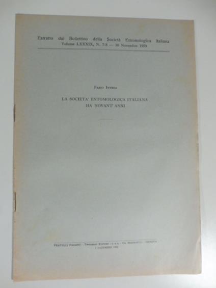 La societa' entomologica italiana ha novant'anni - copertina