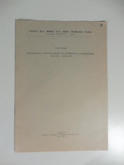Descrizioni e segnalazioni di apterogyna paleartiche - copertina