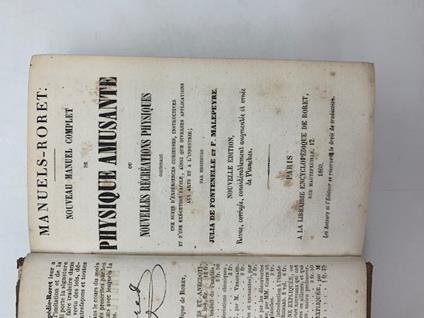 Manuels Roret. Nouveau manuel complet de physique amusante ou Nouvelles recreations physiques - copertina