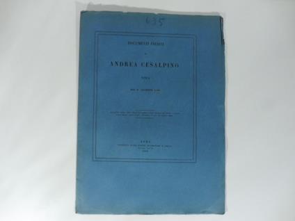 Documenti inediti di Andrea Cesalpino. Nota - copertina